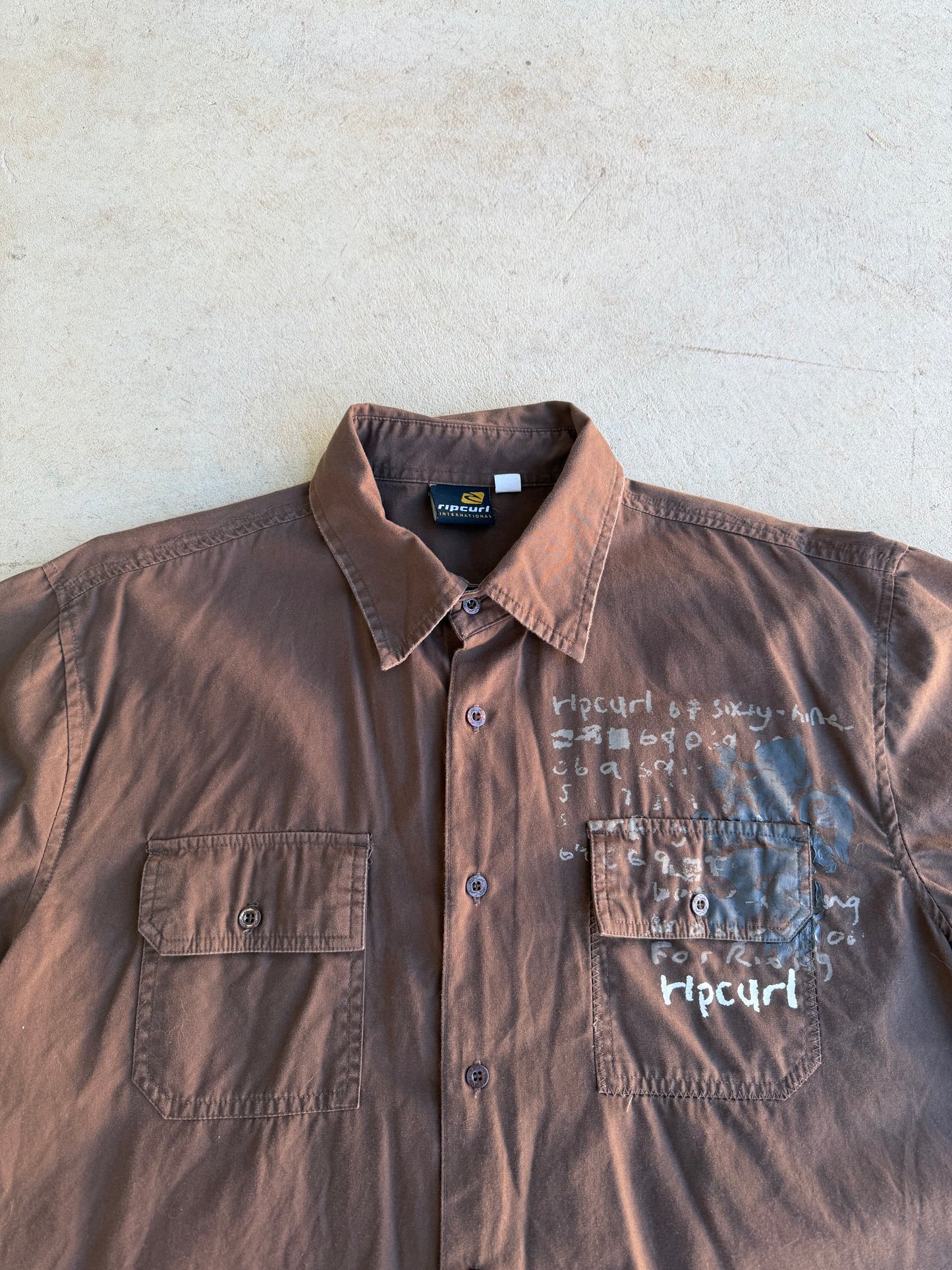 Y2K Rip Curl Short Sleeve Button Up Shirt (XL)