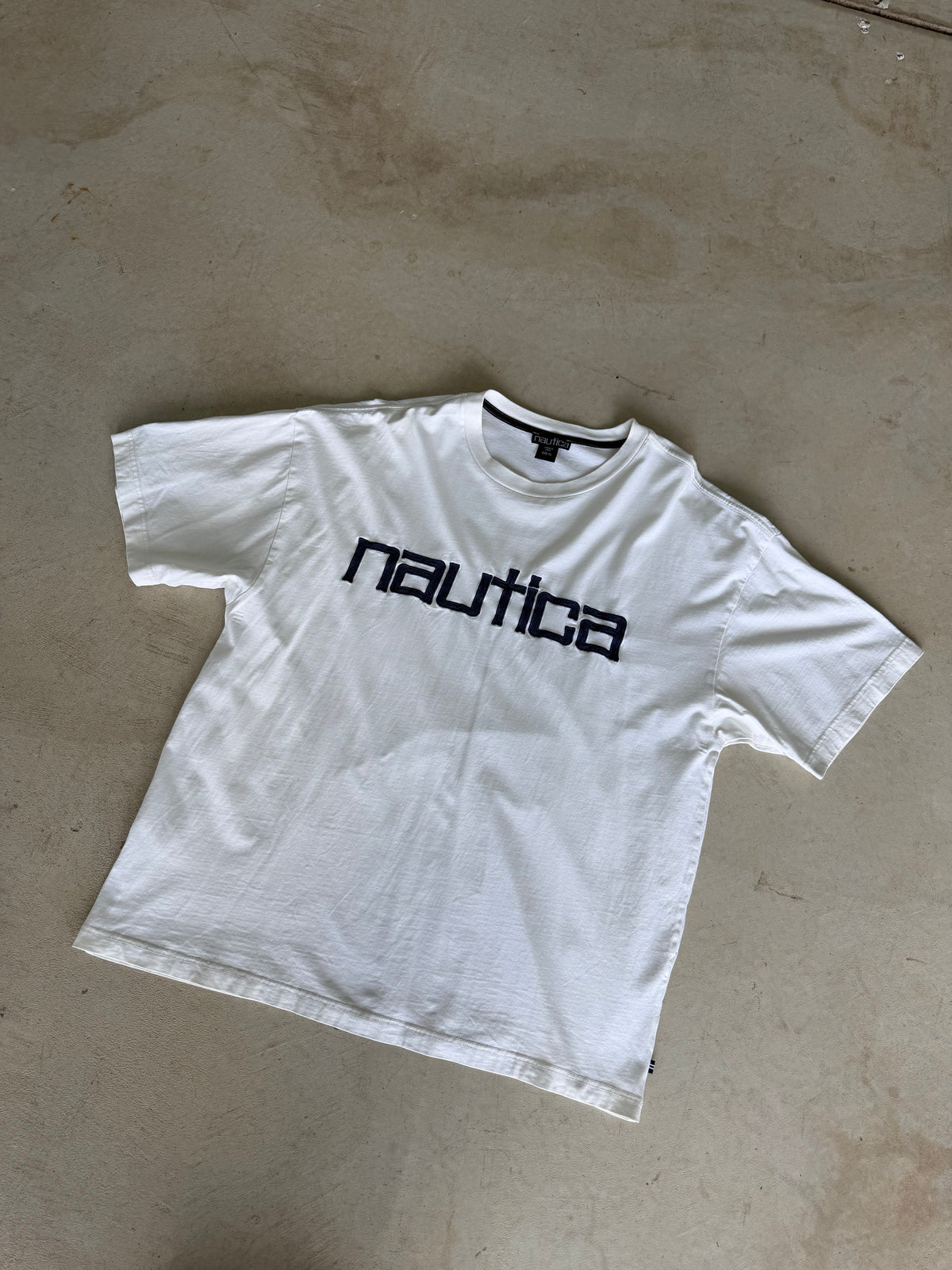 Vintage Nautica Embroidered Spellout Tee (XL)