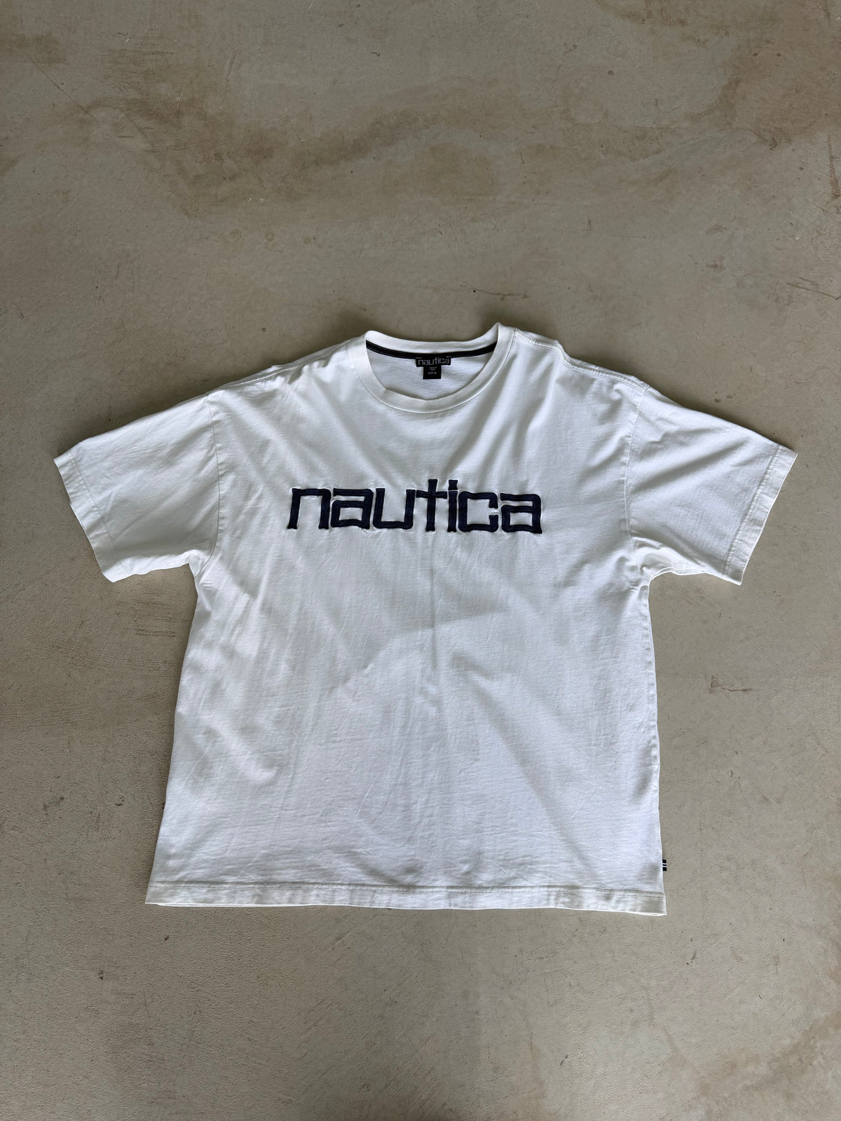 Vintage Nautica Embroidered Spellout Tee (XL)