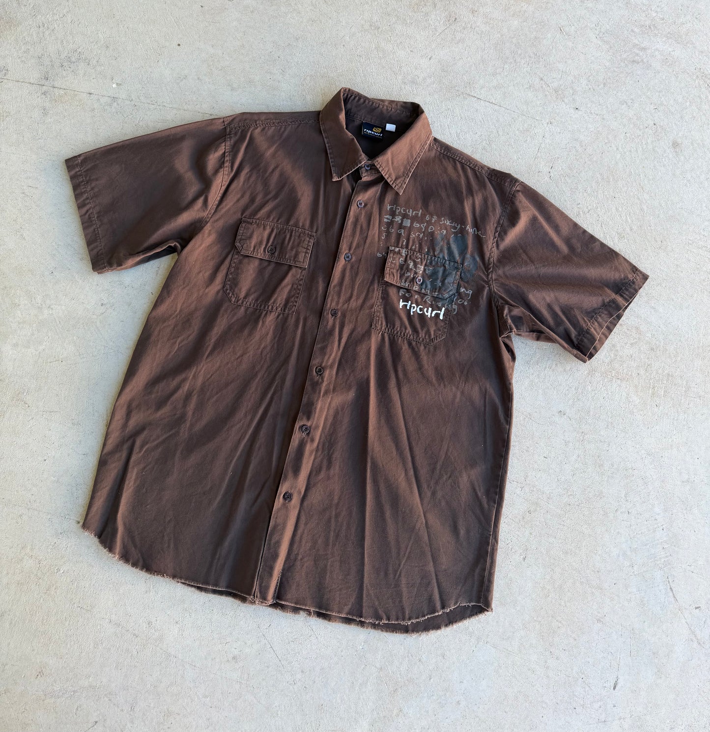 Y2K Rip Curl Short Sleeve Button Up Shirt (XL)