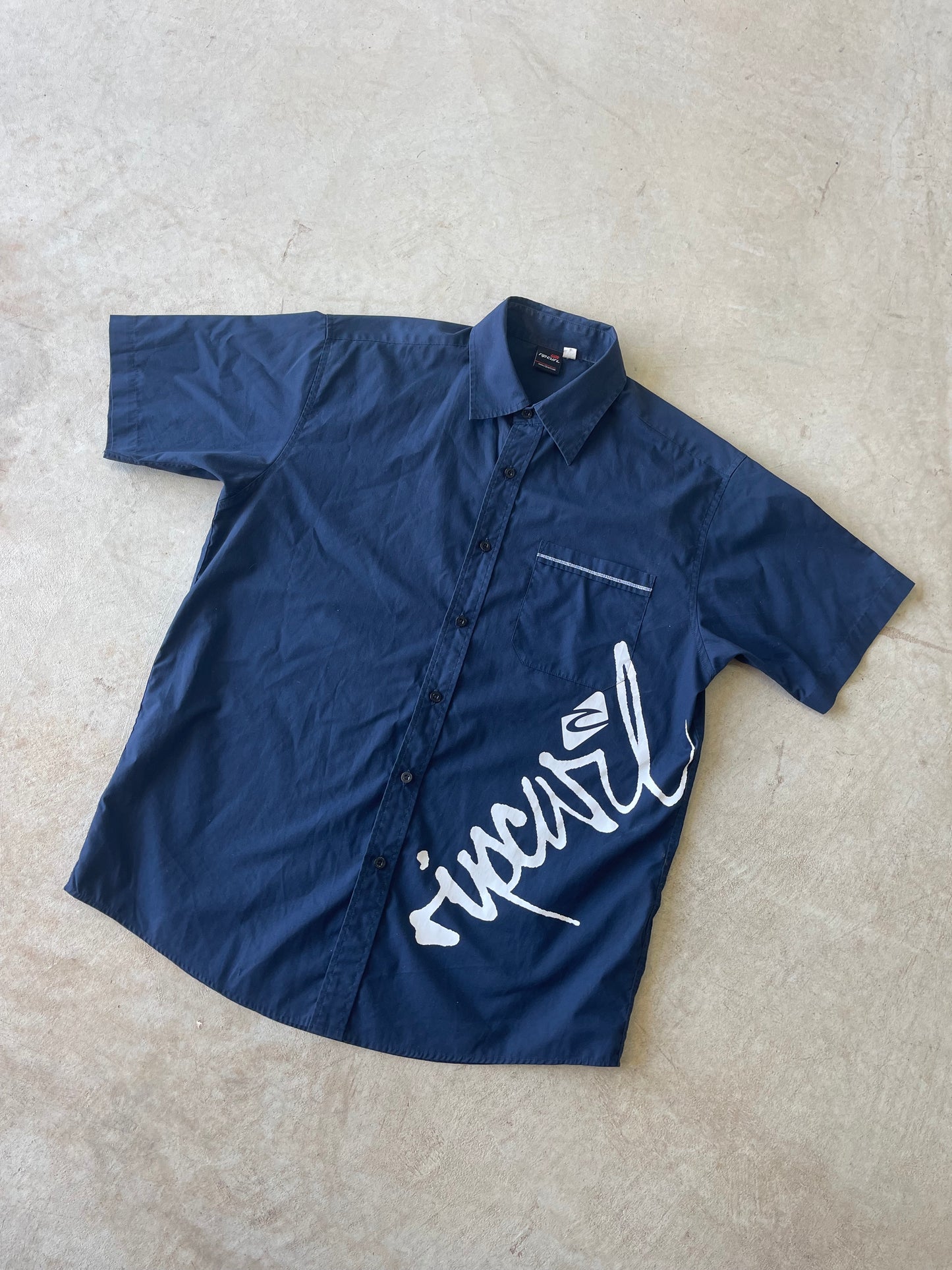 Y2K Rip Curl Short Sleeve Button Up Shirt (L)