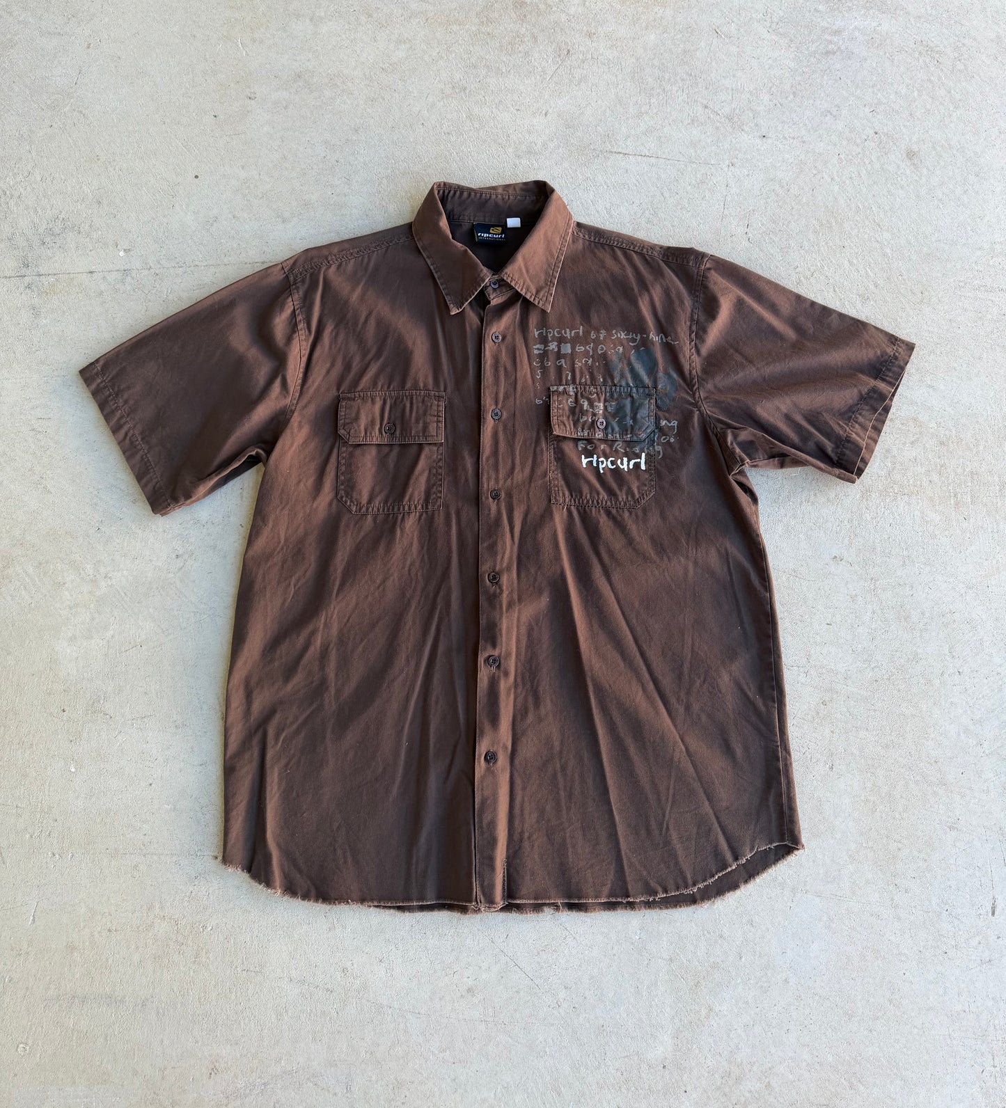 Y2K Rip Curl Short Sleeve Button Up Shirt (XL)