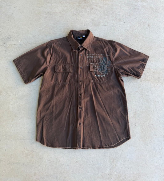Y2K Rip Curl Short Sleeve Button Up Shirt (XL)