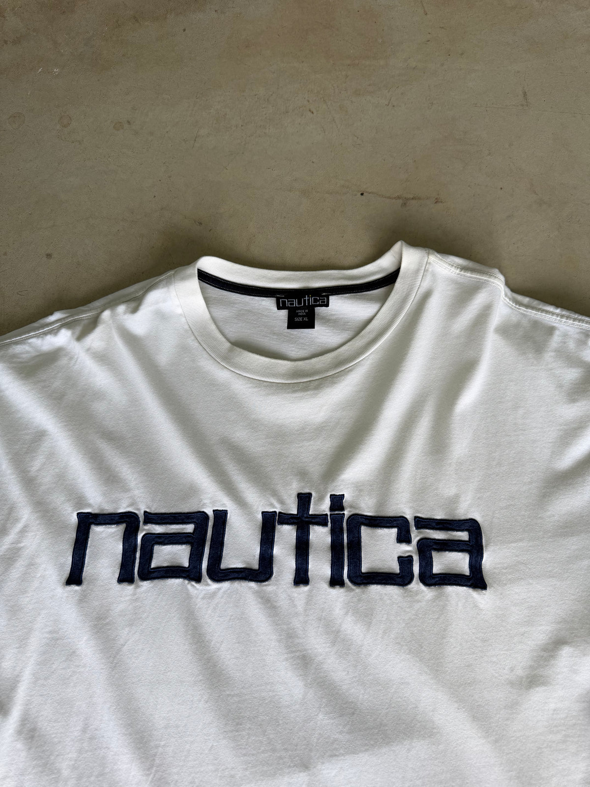 Vintage Nautica Embroidered Spellout Tee (XL)